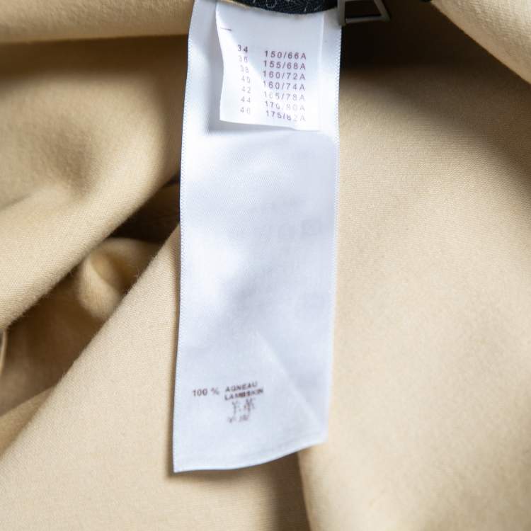 Pre Owned Louis Vuitton Cream Leather Zip Detail Pants M