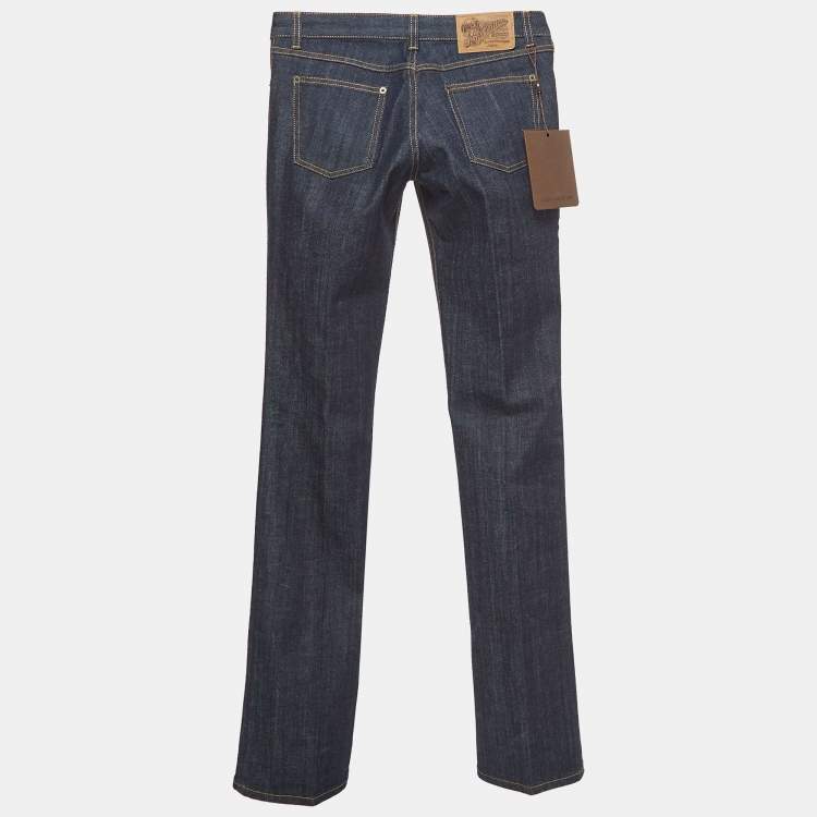 Pre Owned Louis Vuitton Vintage Blue Denim Low-Rise Boot-Leg Jeans S