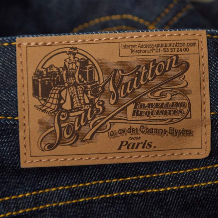 Pre Owned Louis Vuitton Vintage Blue Denim Low-Rise Boot-Leg Jeans S
