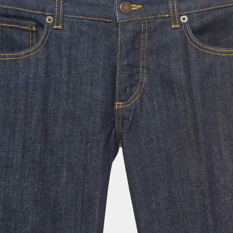 Pre Owned Louis Vuitton Vintage Blue Denim Low-Rise Boot-Leg Jeans S