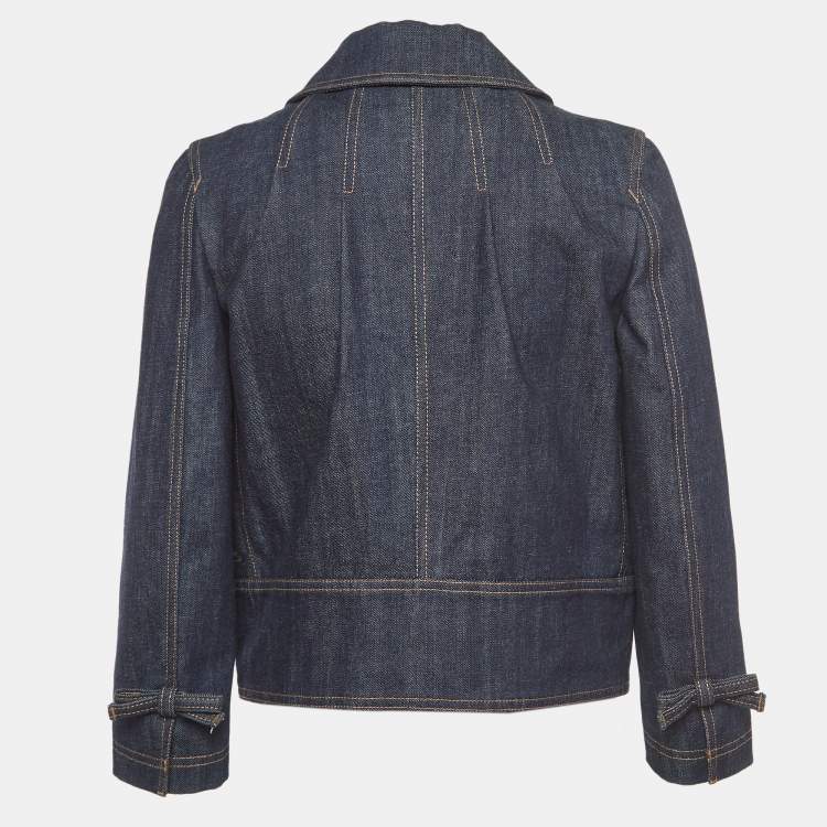 Pre Owned Louis Vuitton Dark Blue Denim Buttoned Jacket S
