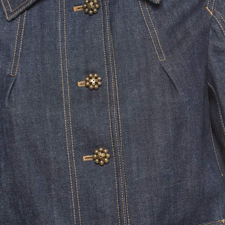 Pre Owned Louis Vuitton Dark Blue Denim Buttoned Jacket S