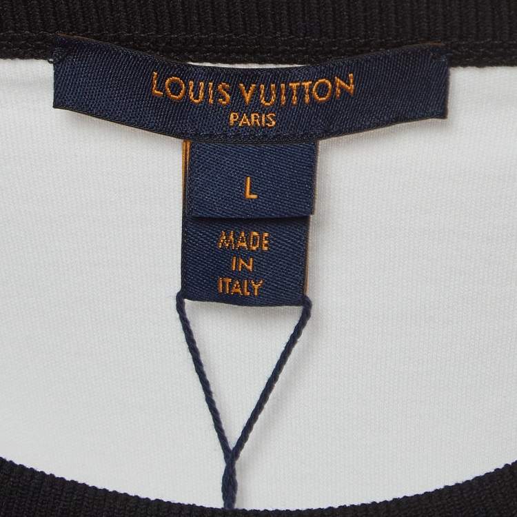 Pre Owned Louis Vuitton White Chain Print Cotton Crew Neck T-Shirt L