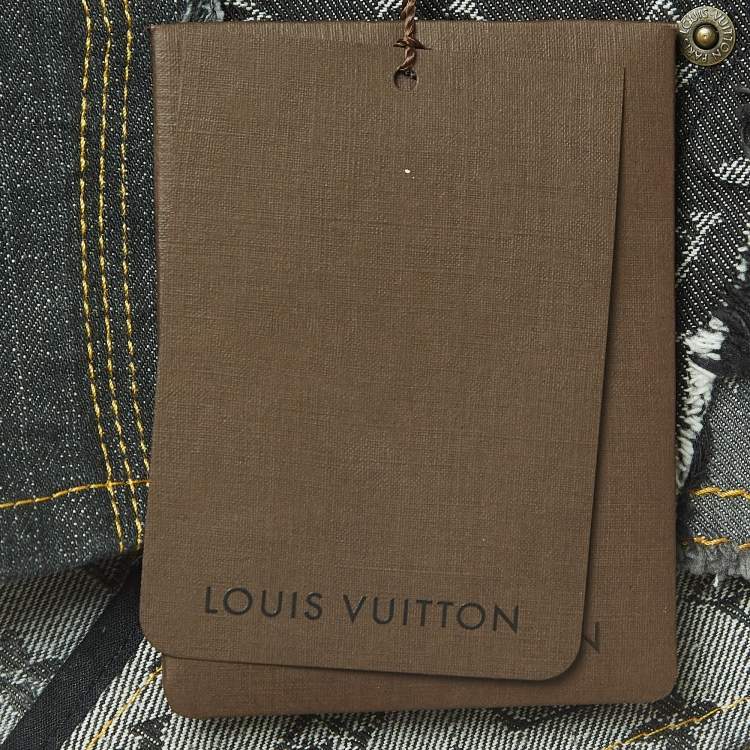 Pre Owned Louis Vuitton Grey Monogram Denim Patch Work Shorts M