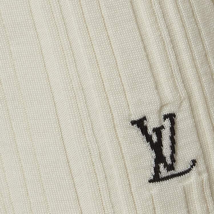 Pre Owned Louis Vuitton Cream Wool Blend Knit Boat Neck Top L