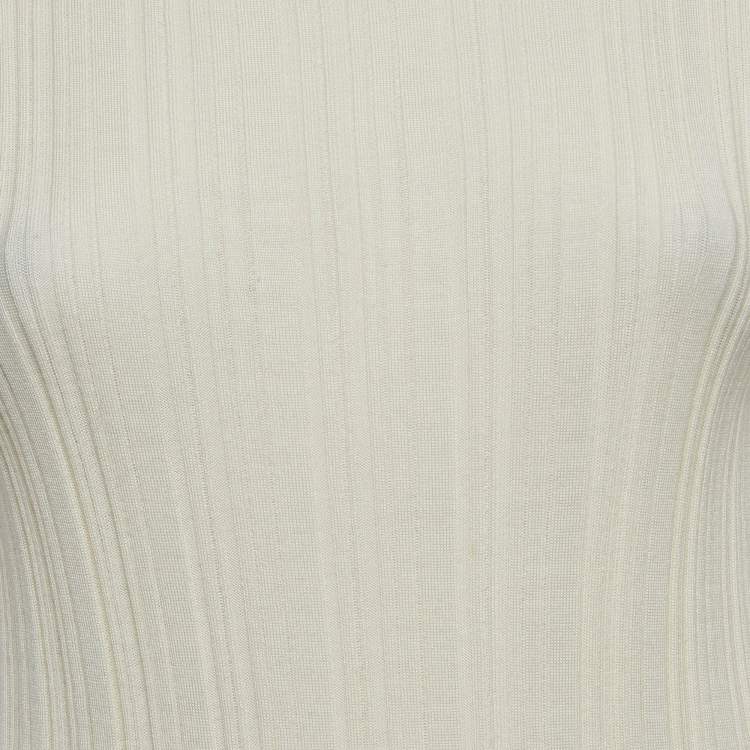 Pre Owned Louis Vuitton Cream Wool Blend Knit Boat Neck Top L