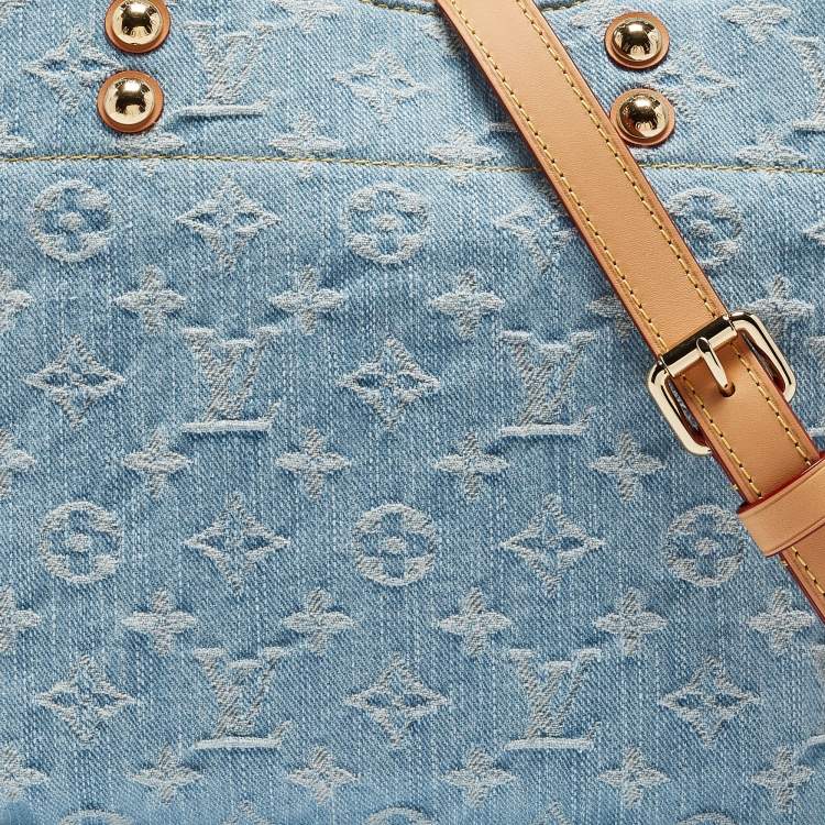 Pre Owned Louis Vuitton Sky Blue Monogram Denim Let Go PM Bag