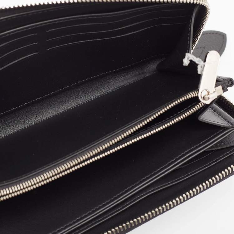 Pre Owned Louis Vuitton Noir Monogram Mahina Leather Zippy Wallet