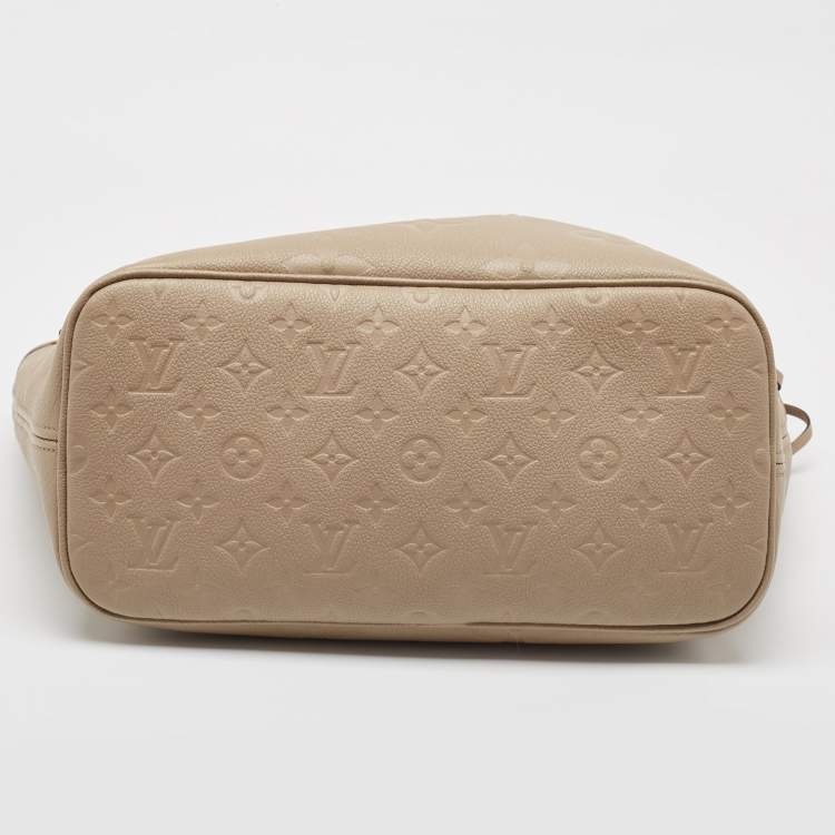 Pre Owned Louis Vuitton Tourterelle Monogram Giant Empreinte Leather Neverfull MM Bag