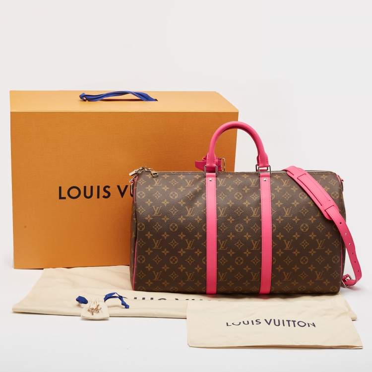 Pre Owned Louis Vuitton Fuchsia Monogram Canvas Keepall Bandouliere 50 Bag