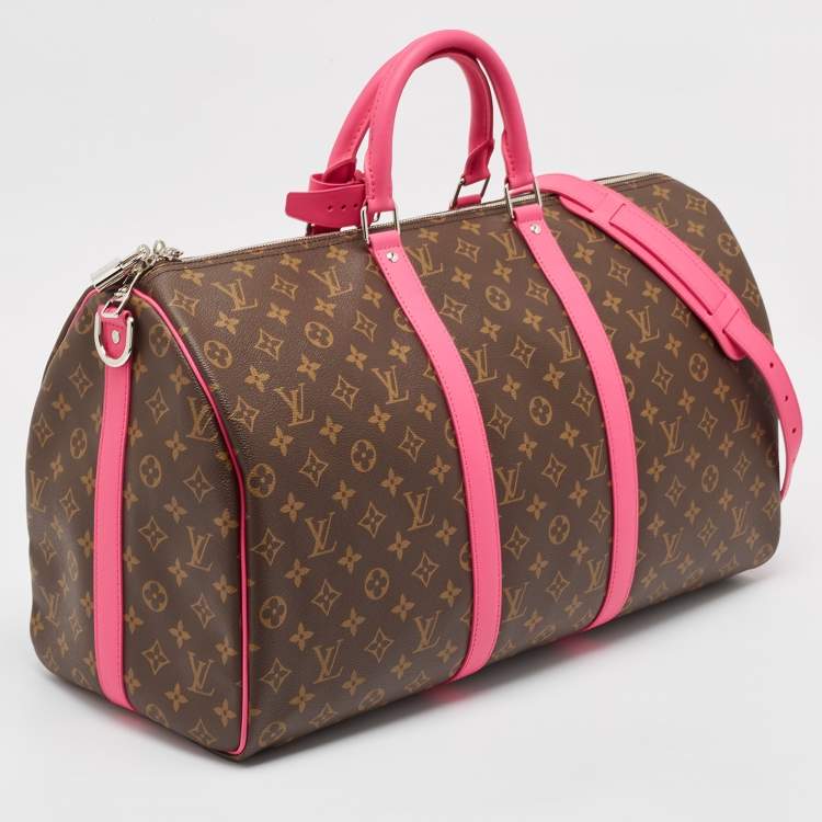 Pre Owned Louis Vuitton Fuchsia Monogram Canvas Keepall Bandouliere 50 Bag