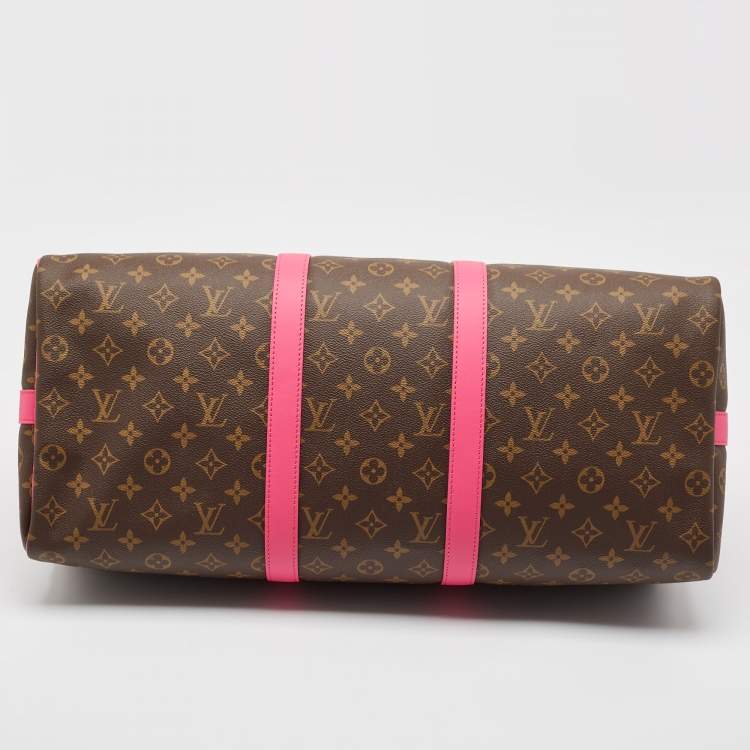 Pre Owned Louis Vuitton Fuchsia Monogram Canvas Keepall Bandouliere 50 Bag