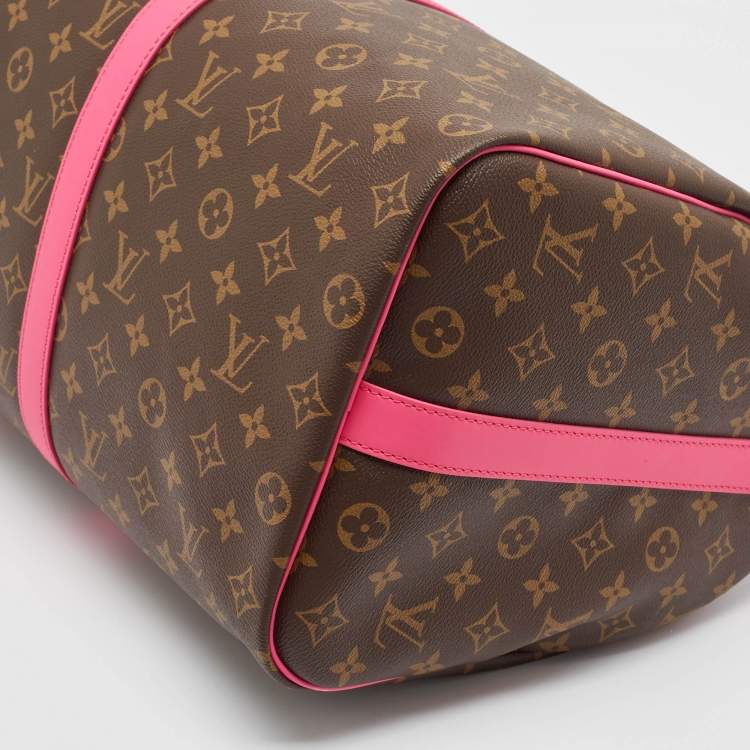 Pre Owned Louis Vuitton Fuchsia Monogram Canvas Keepall Bandouliere 50 Bag