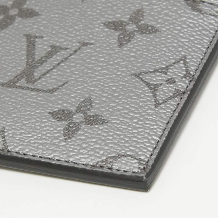 Pre Owned Louis Vuitton Silver Monogram Canvas and Taiga Leather Coin Card Holder