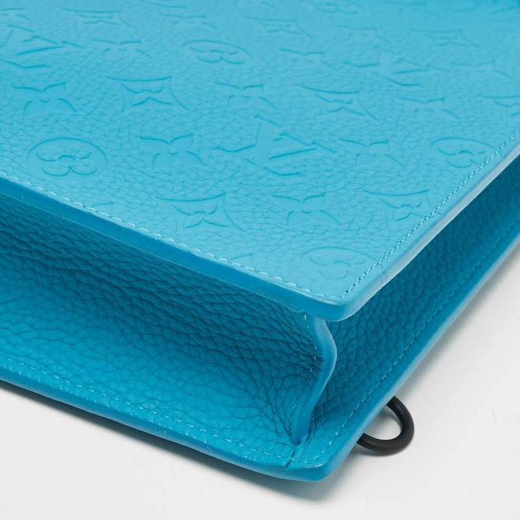 Pre Owned Louis Vuitton Turquoise Monogram Taurillon Leather Sac Plat Cross Bag