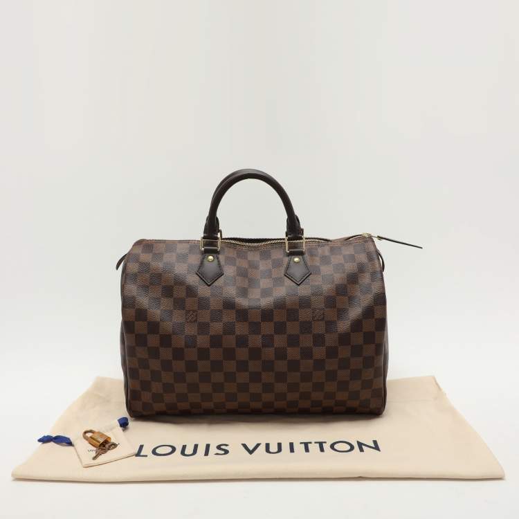 Pre Owned Louis Vuitton Damier Ebene Canvas Speedy 35 Bag
