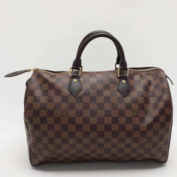 Pre Owned Louis Vuitton Damier Ebene Canvas Speedy 35 Bag