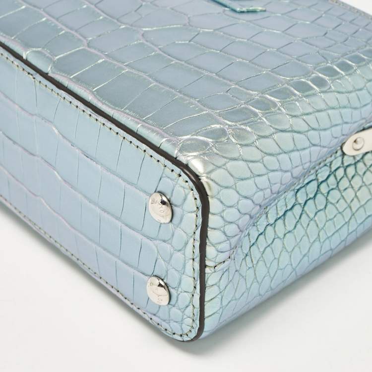 Pre Owned Louis Vuitton Green Holographic Alligator Mini Capucines Bag