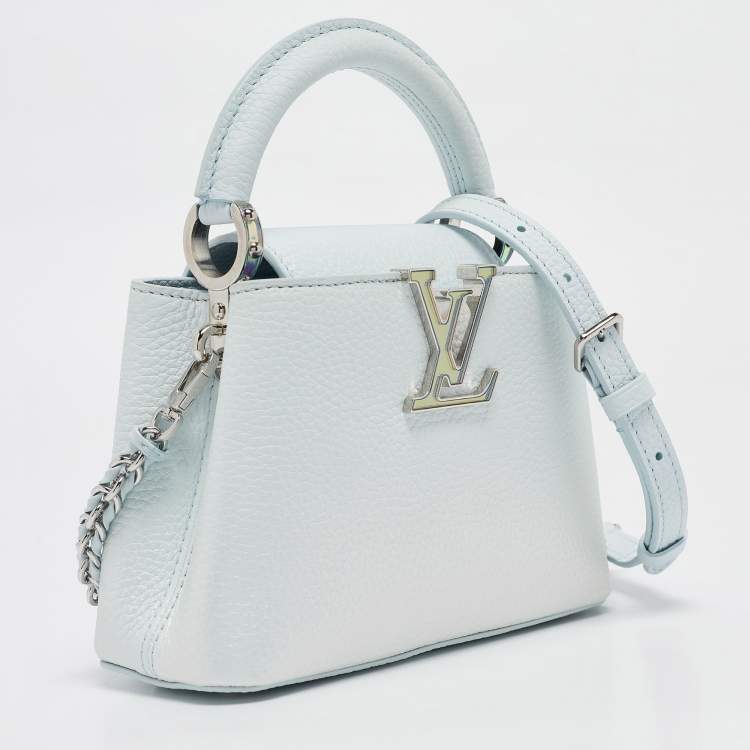 Pre Owned Louis Vuitton Blue Glacier Iridescent Taurillon Leather Mini Capucines Bag