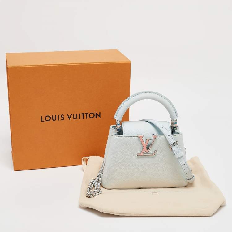 Pre Owned Louis Vuitton Blue Glacier Iridescent Taurillon Leather Mini Capucines Bag