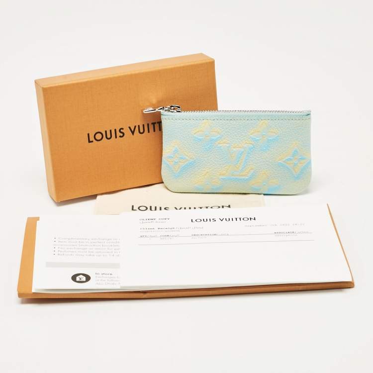 Pre Owned Louis Vuitton Vert D'eau Green Monogram Empreinte Leather Key Pouch 