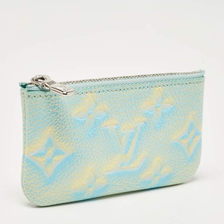 Pre Owned Louis Vuitton Vert D'eau Green Monogram Empreinte Leather Key Pouch 