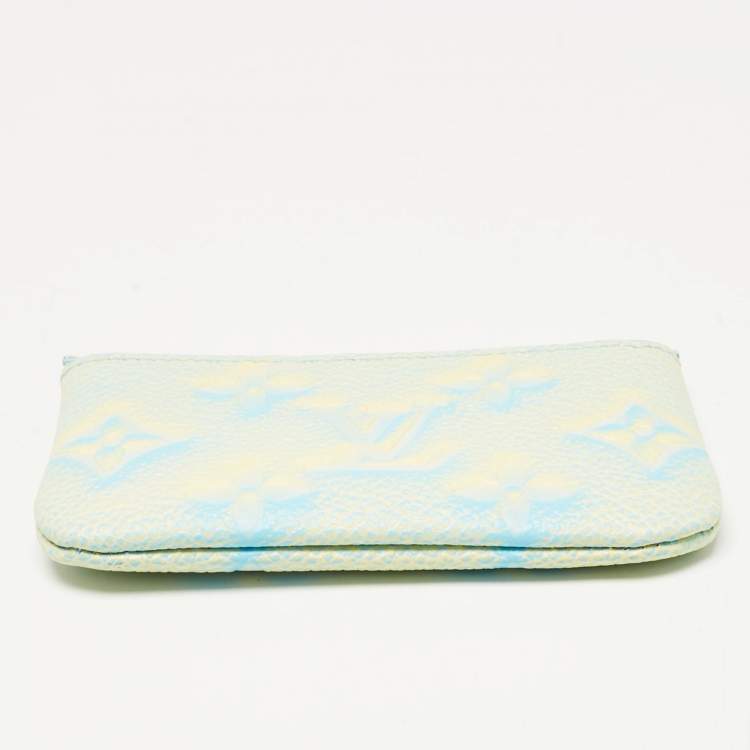 Pre Owned Louis Vuitton Vert D'eau Green Monogram Empreinte Leather Key Pouch 