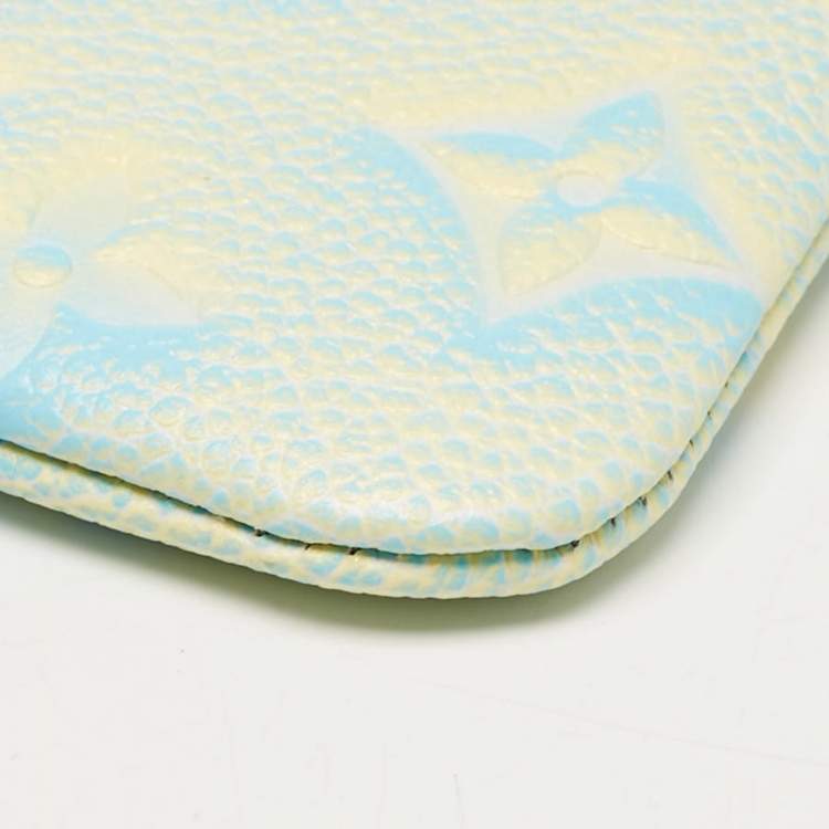 Pre Owned Louis Vuitton Vert D'eau Green Monogram Empreinte Leather Key Pouch 