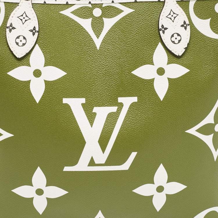 Pre Owned Louis Vuitton Khaki Giant Monogram Canvas Neverfull MM Bag