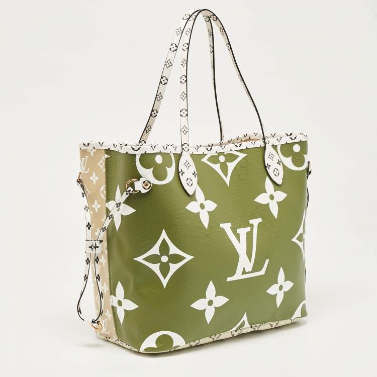 Pre Owned Louis Vuitton Khaki Giant Monogram Canvas Neverfull MM Bag