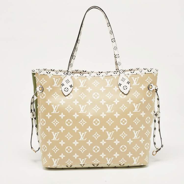 Pre Owned Louis Vuitton Khaki Giant Monogram Canvas Neverfull MM Bag