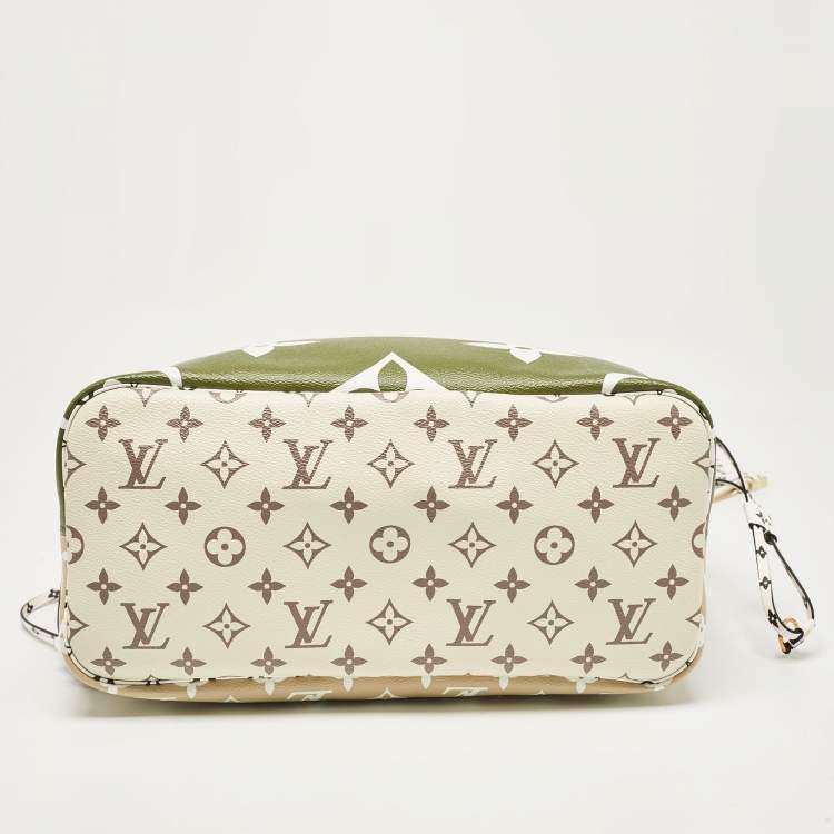 Pre Owned Louis Vuitton Khaki Giant Monogram Canvas Neverfull MM Bag