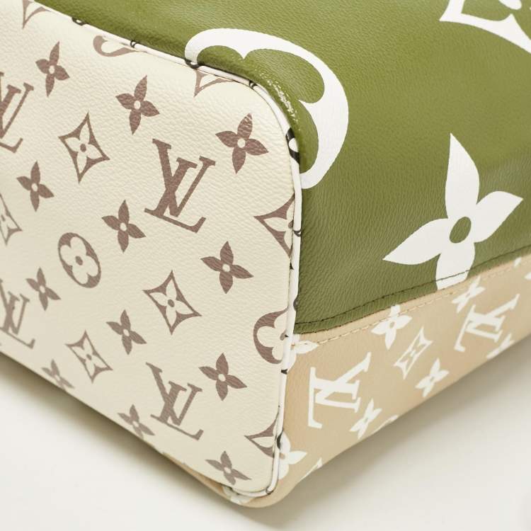 Pre Owned Louis Vuitton Khaki Giant Monogram Canvas Neverfull MM Bag