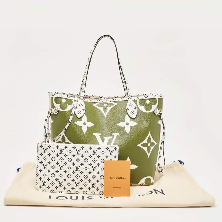 Pre Owned Louis Vuitton Khaki Giant Monogram Canvas Neverfull MM Bag