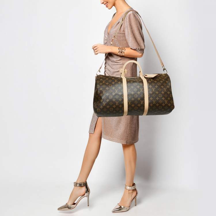 Pre Owned Louis Vuitton Monogram Canvas Keepall Bandouliere 50 Bag