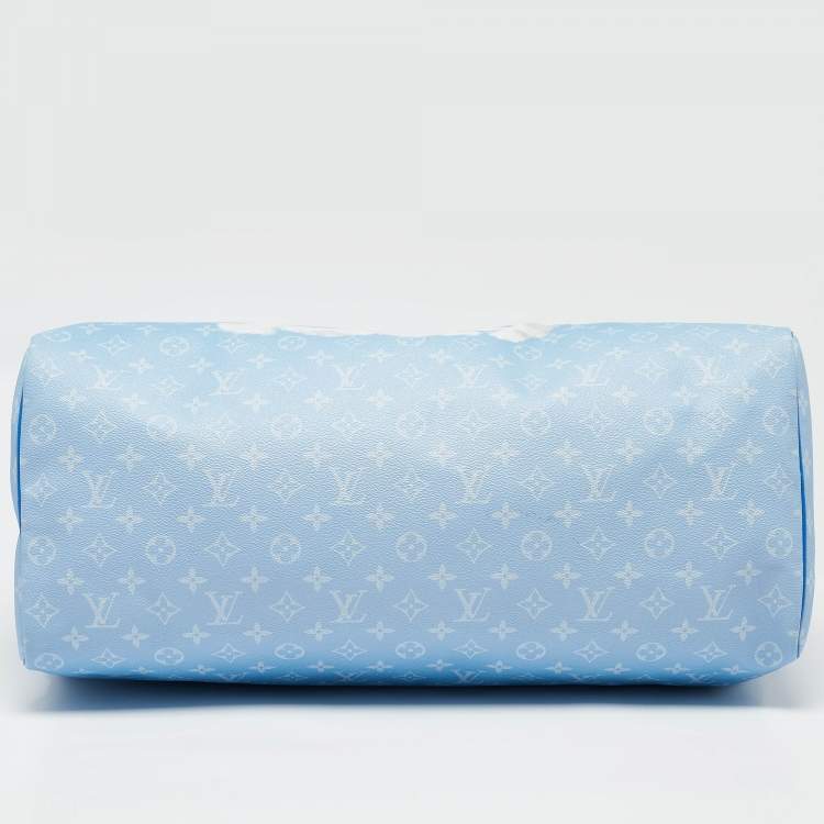 Pre Owned Louis Vuitton Blue Clouds Monogram Canvas Keepall Bandouliere 50 Bag