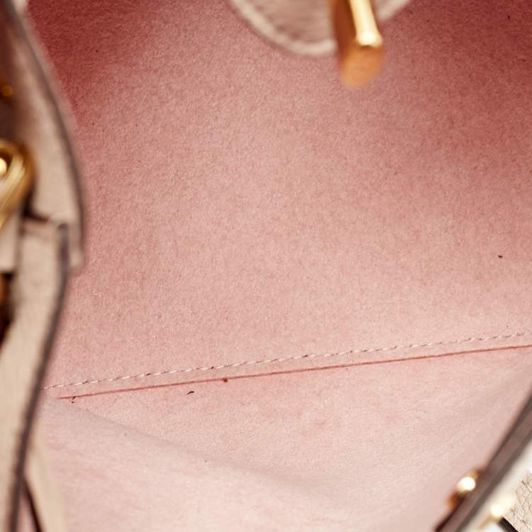 Pre Owned Louis Vuitton Greige Leather Nano Lockme Bucket Bag