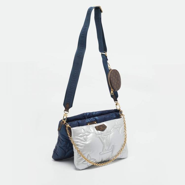 Pre Owned Louis Vuitton Navy Blue/Silver Monogram Pillow Econyl Maxi Multi Pochette Accessoires Bag