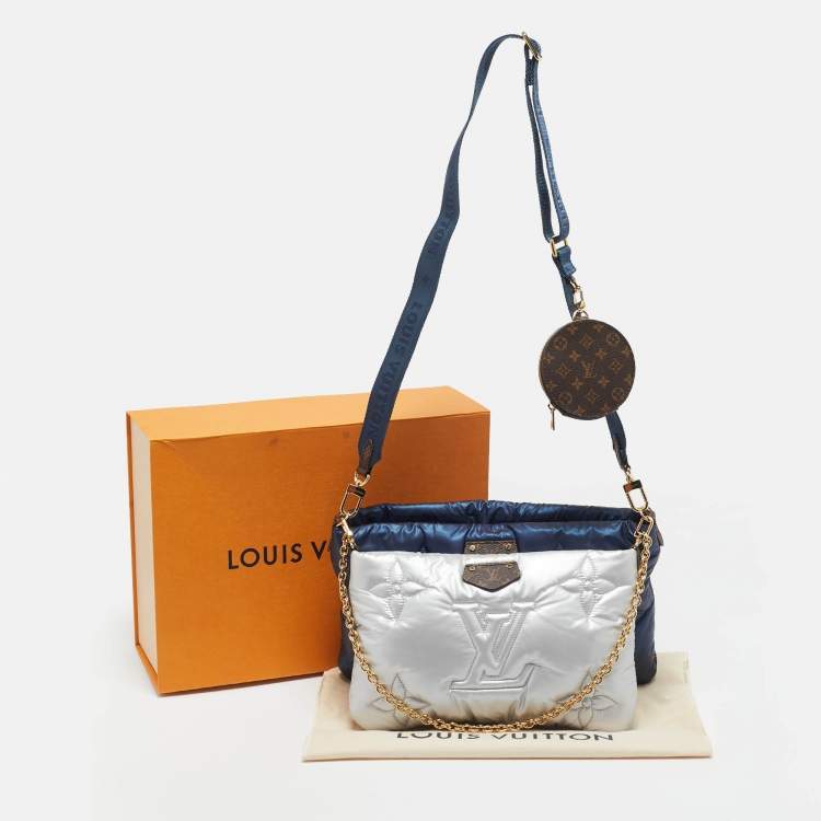 Pre Owned Louis Vuitton Navy Blue/Silver Monogram Pillow Econyl Maxi Multi Pochette Accessoires Bag