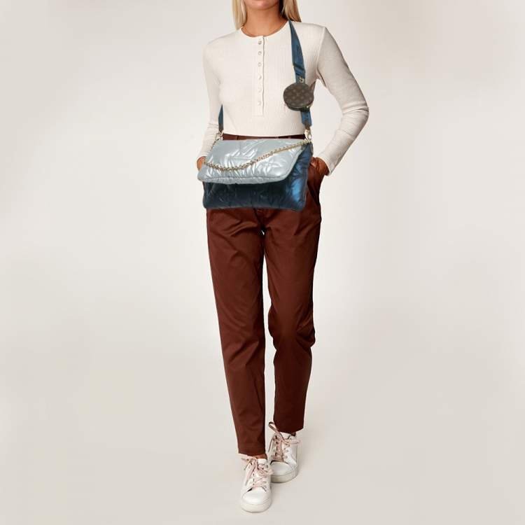 Pre Owned Louis Vuitton Navy Blue/Silver Monogram Pillow Econyl Maxi Multi Pochette Accessoires Bag