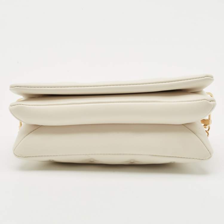 Pre Owned Louis Vuitton White Monogram Embossed Leather Pochette Coussin Bag