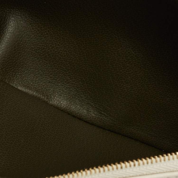 Pre Owned Louis Vuitton White Monogram Embossed Leather Pochette Coussin Bag