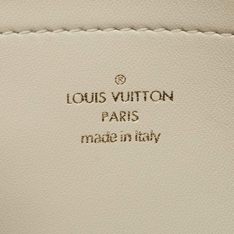 Pre Owned Louis Vuitton White Monogram Embossed Leather Pochette Coussin Bag