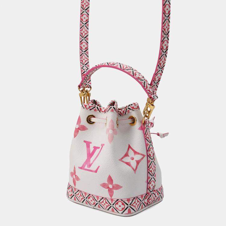 Pre Owned Louis Vuitton Rose Monogram Visor Pool Canvas Nano Noe Bag