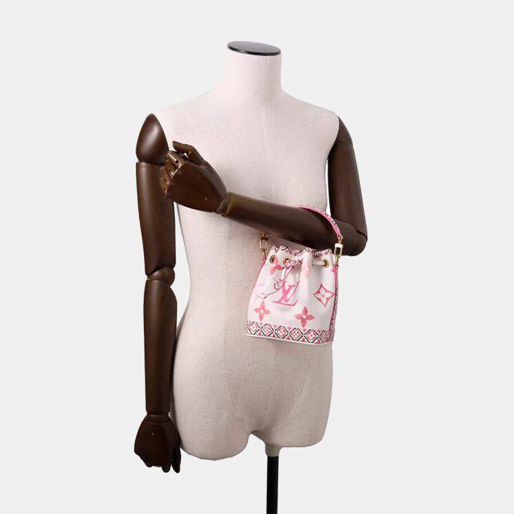Pre Owned Louis Vuitton Rose Monogram Visor Pool Canvas Nano Noe Bag