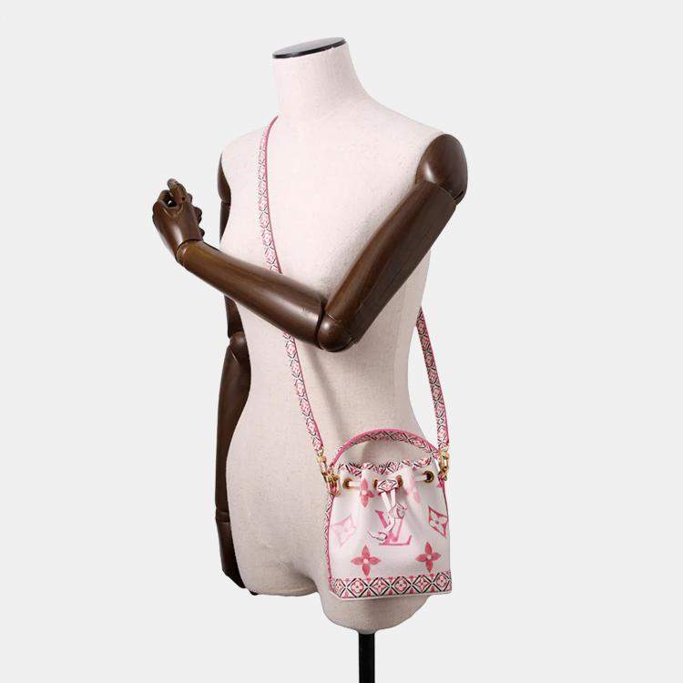 Pre Owned Louis Vuitton Rose Monogram Visor Pool Canvas Nano Noe Bag