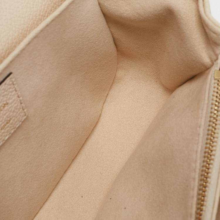 Pre Owned Louis Vuitton Creme Monogram Empreinte Leather Pochette Metis East West Bag