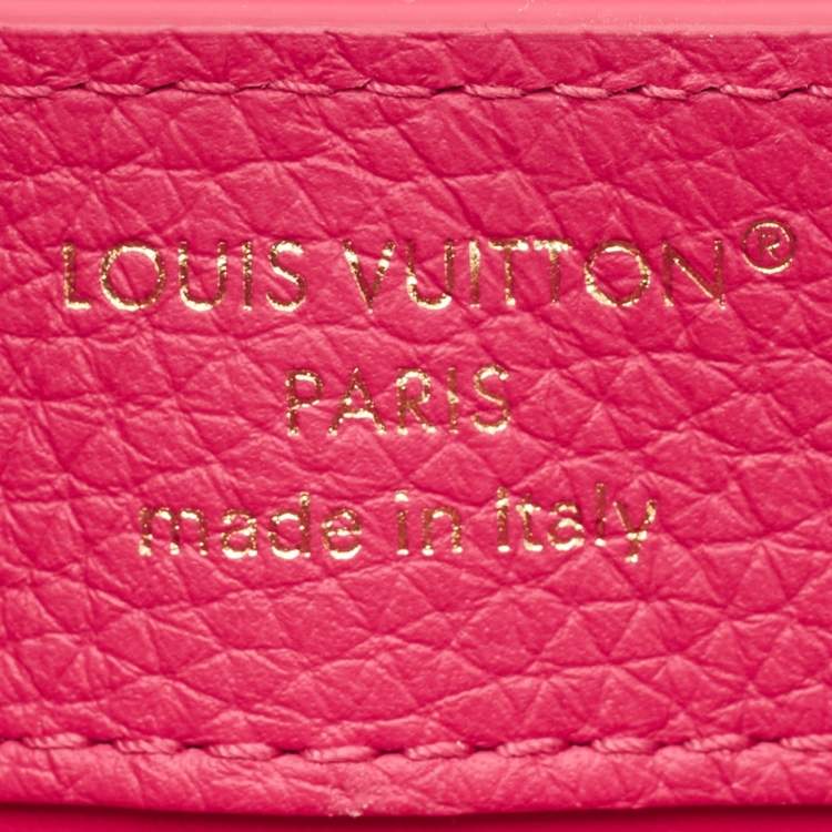 Pre Owned Louis Vuitton Magenta/Beige Taurillon Leather and Rattan Capucines Mini Bag
