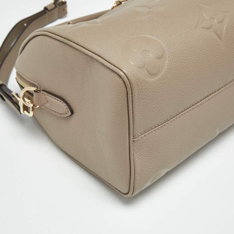 Pre Owned Louis Vuitton Tourterelle Monogram Impreinte Leather Speedy 25 Bandouliere Bag