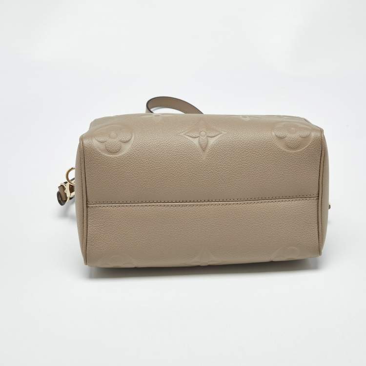 Pre Owned Louis Vuitton Tourterelle Monogram Impreinte Leather Speedy 25 Bandouliere Bag